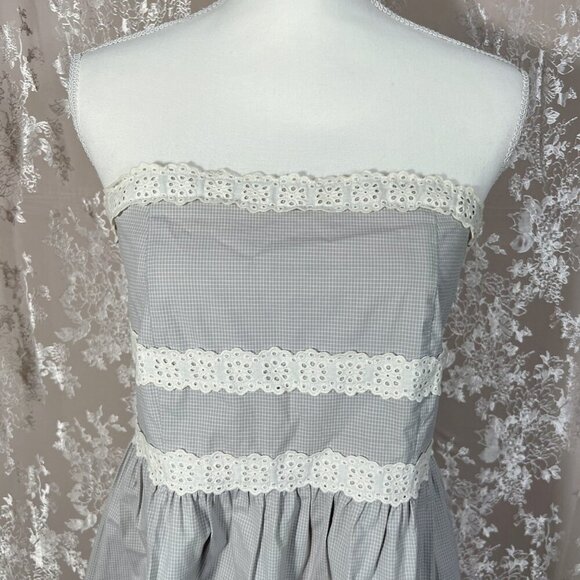Kimchi Blue Urban Outfitters Grey and White Grid Print Strapless Dress Size M - Picture 2 of 6